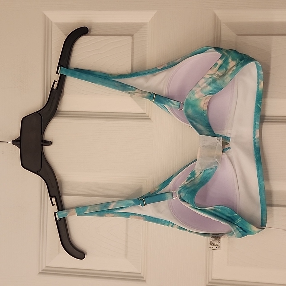 Calme by Johnny Was Bikini Top in Blue multi tie-dye adjustable size XS - Picture 5 of 9